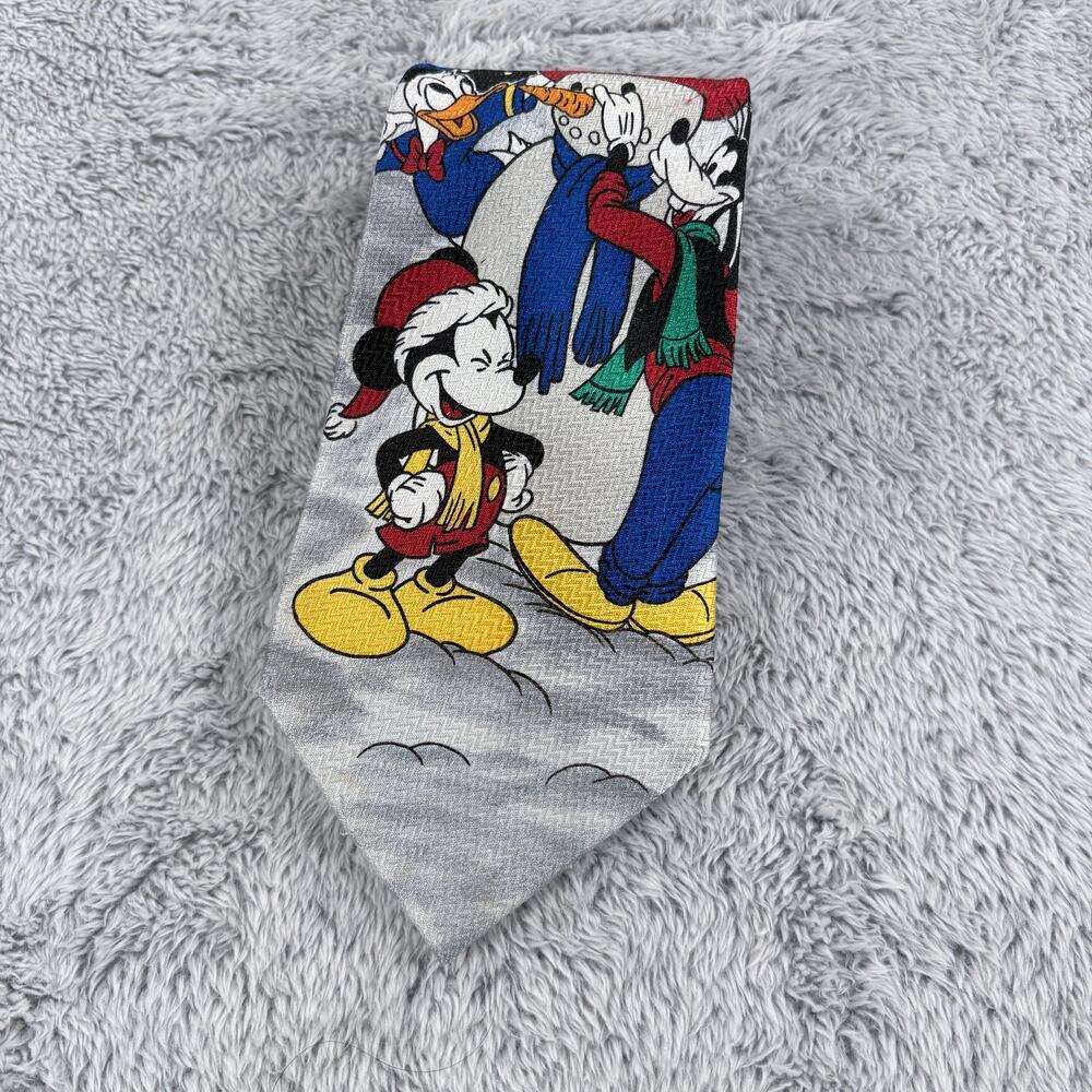 VTG‎ Disney Mickey Unlimited Winter Themed Necktie Polyester *FLAW*